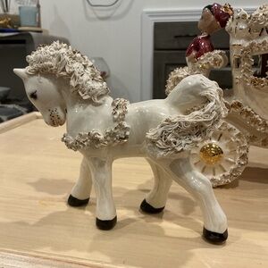 Elegant White Horse Figurine with Gold Accents